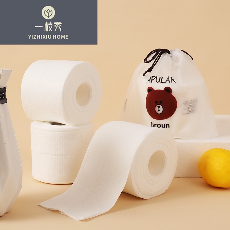 Guochao Yizhoumu disposable face Towel, dry and wet dual-purpose facial cleansing towel, roll-type pearl texture thick face towel 4407 detail image 2