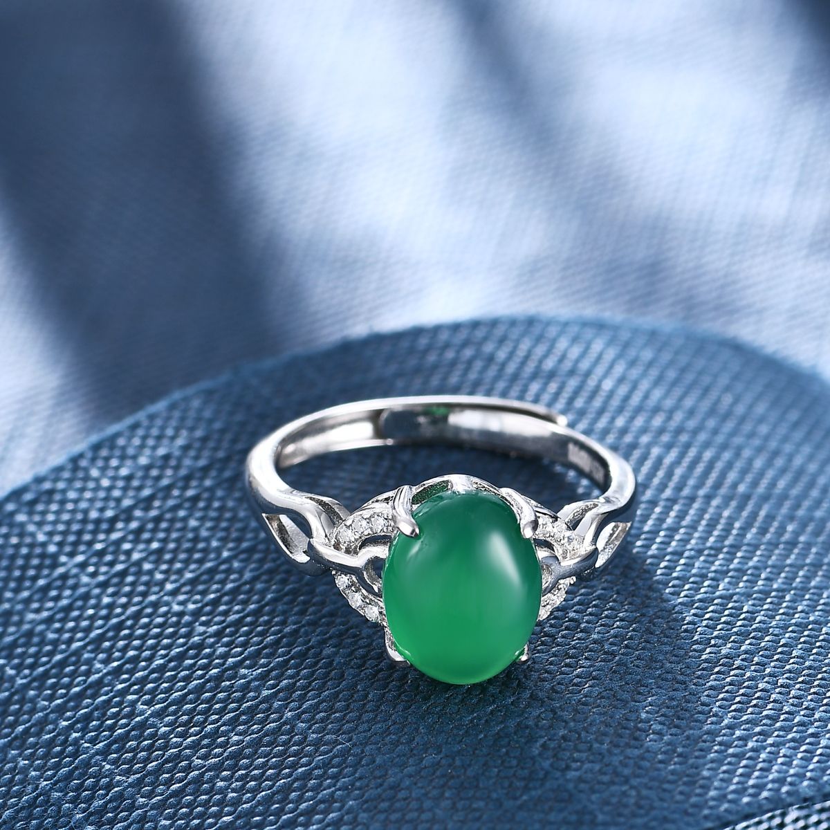 Anton Head Wolf 925 Sterling Silver Green Chalcedony Ring 1169# Free shipping starting from one piece