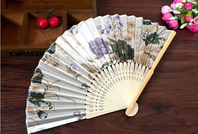新款古典景区绸布色丁扇时尚经典稠布手持折叠扇团扇扇子 竹艺日式详情图6
