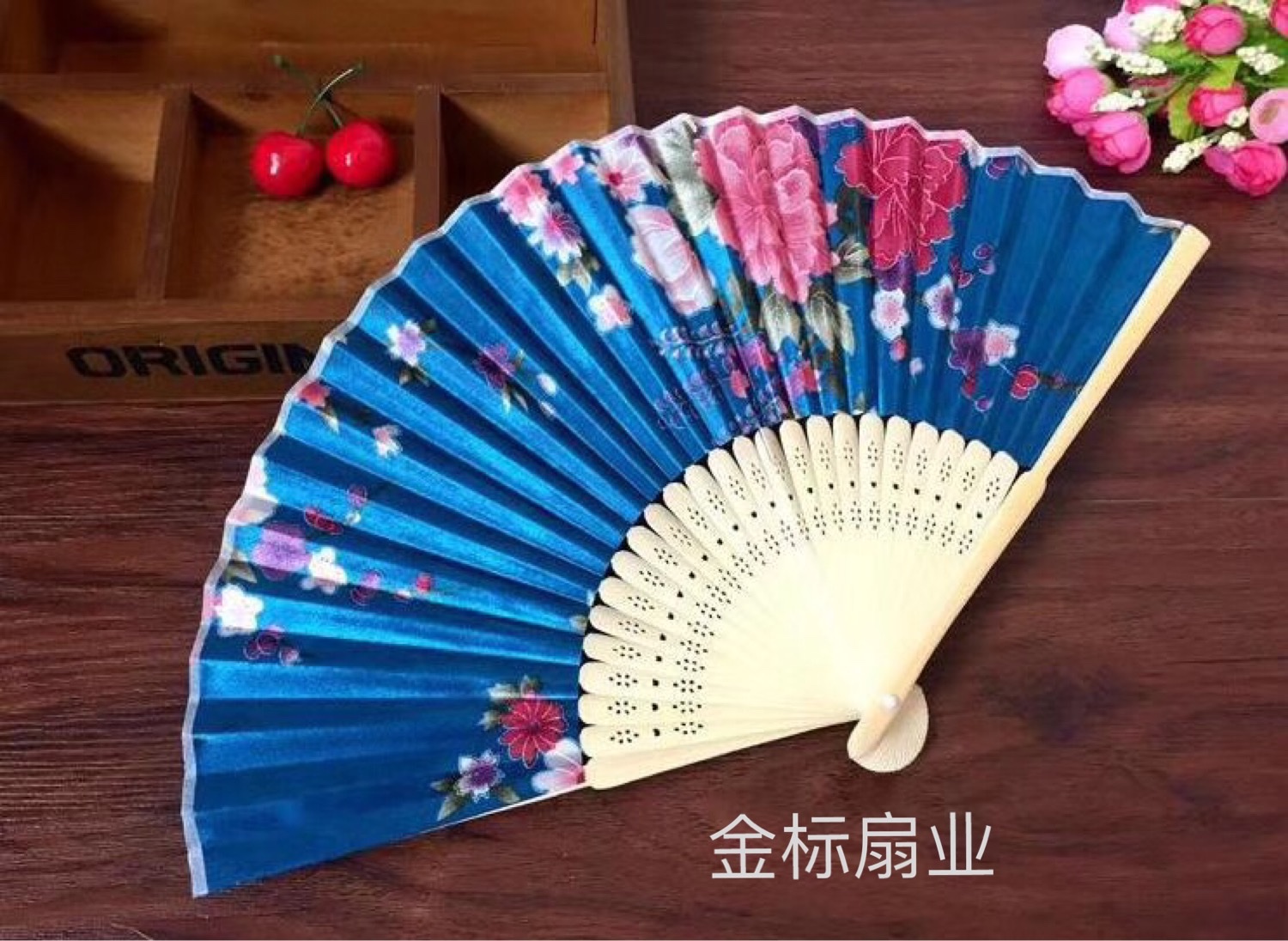 新款古典景区绸布色丁扇时尚经典稠布手持折叠扇团扇扇子 竹艺日式详情图17