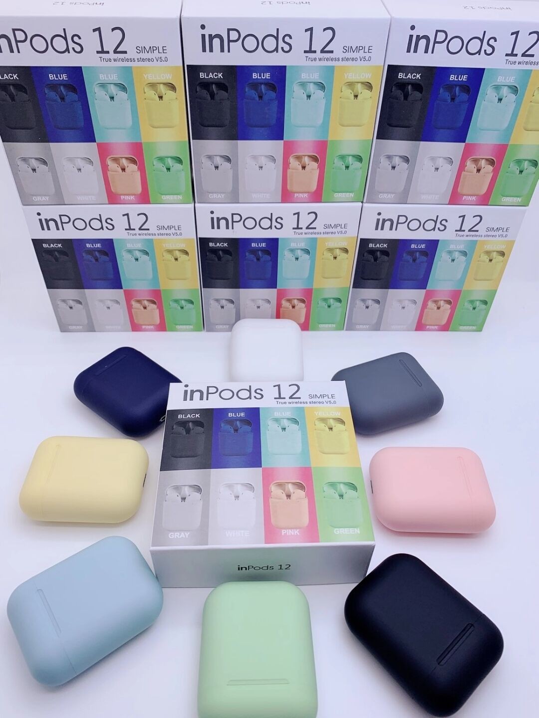 The Macaron Multi-Color inpods12 wireless Bluetooth headphones feature a fine matte texture, HIFI true three-dimensional motion pop-up window detail image 1