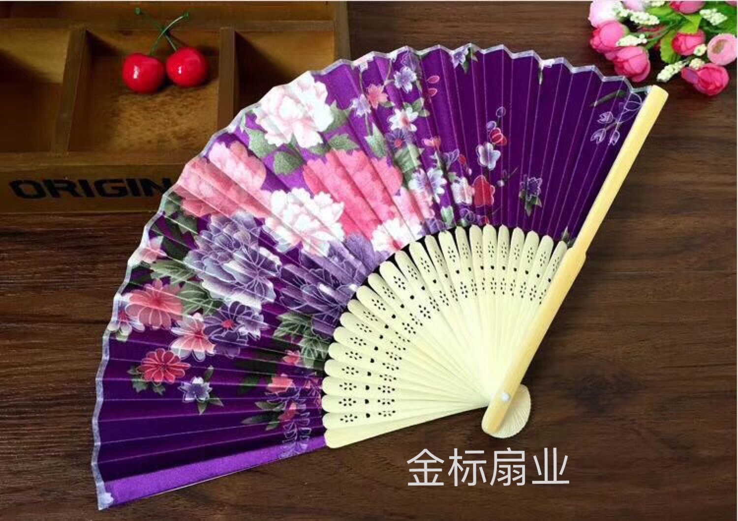 新款古典景区绸布色丁扇时尚经典稠布手持折叠扇团扇扇子 竹艺日式详情图14
