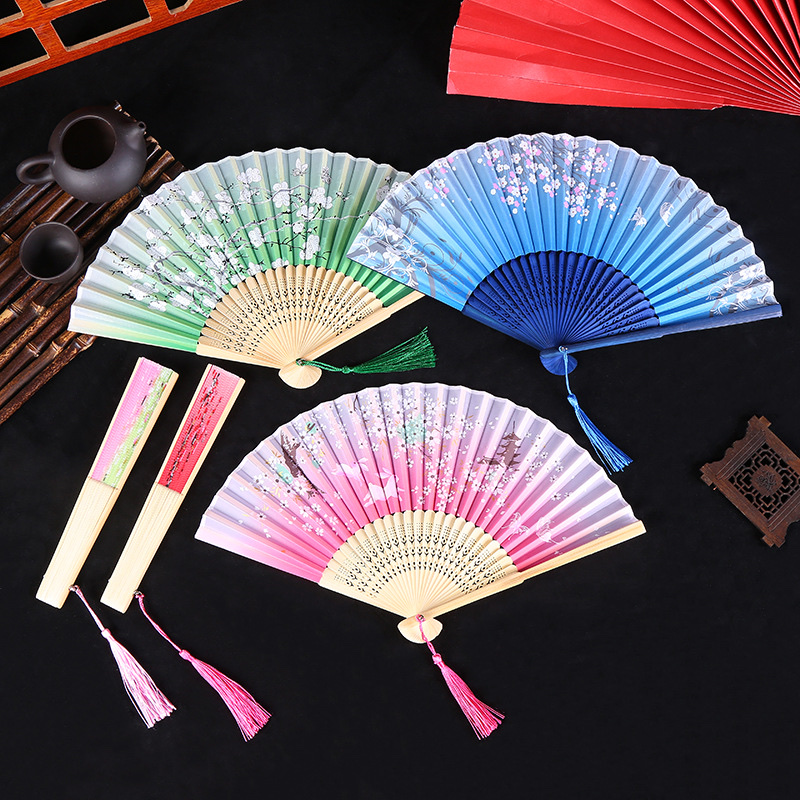 义乌直销夏季竹制磨削手工雕刻家居摆件日式折扇女士一笑详情图13