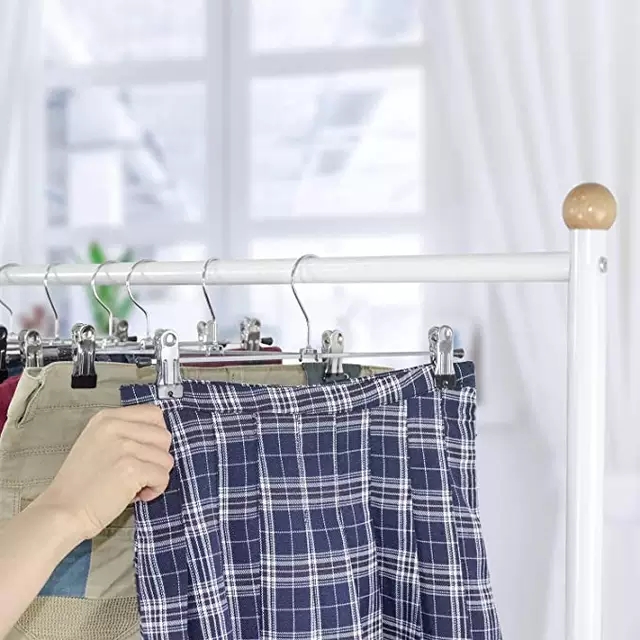 防滑裤架子家用西裤架加粗挂裙夹裤夹衣架无痕金属带夹裤夹子详情图4