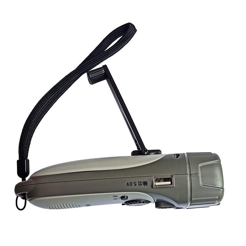 Emergency alarm hand-cranked flashlight, disaster prevention equipment, multi-functional radio flashlight, mobile phone hand-cranked charging detail image 4
