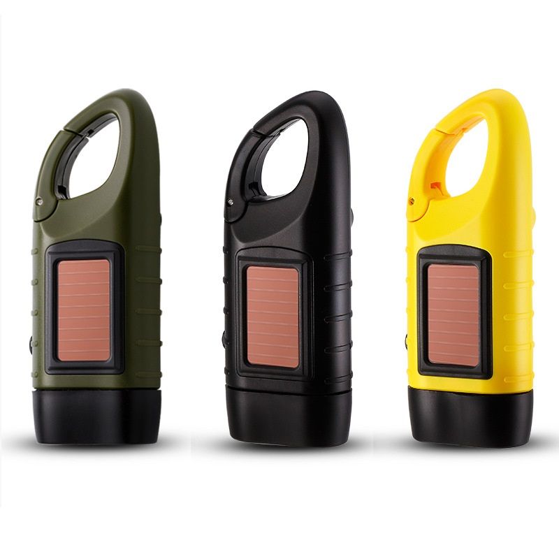 Mini solar-powered flashlight, emergency high-intensity flashlight with charging, hand-cranked power generation flashlight details Picture