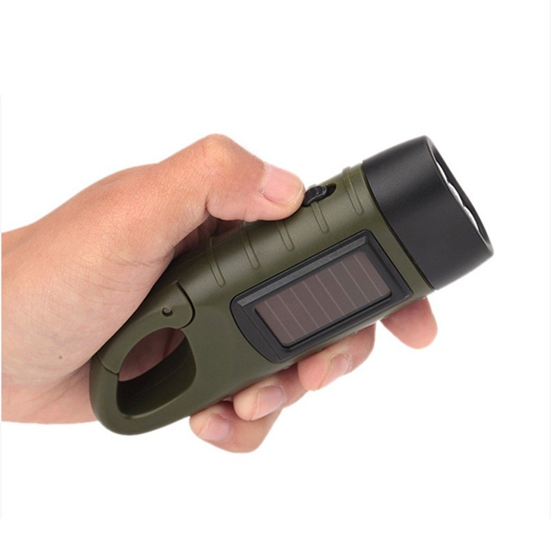 Mini solar-powered flashlight, emergency high-intensity flashlight with charging, hand-cranked power generation flashlight detail image 1