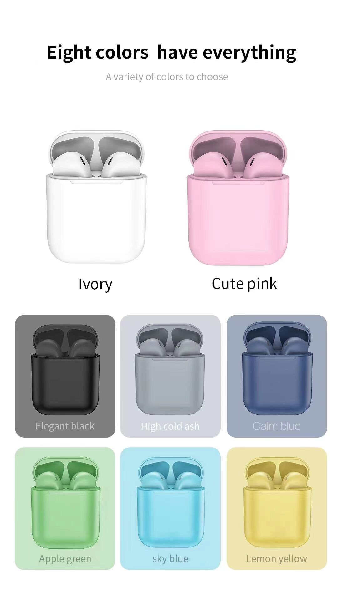The Macaron Multi-Color inpods12 wireless Bluetooth headphones feature a fine matte texture, HIFI true three-dimensional motion pop-up window detail image 2