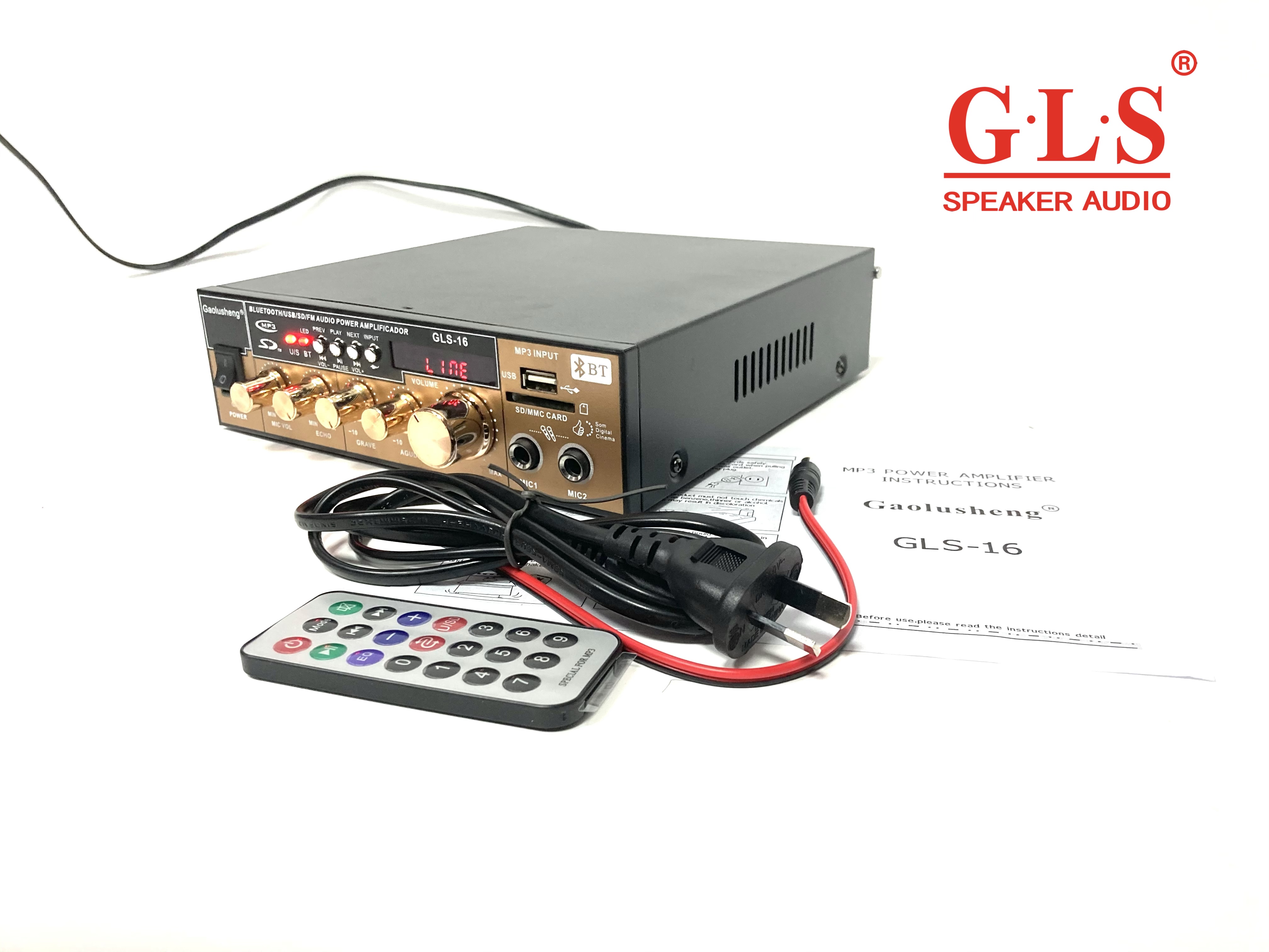 GLS-16 HIFI家用KTV功放专业卡包AC/DC车载带麦克风插口无源音响音频放大器详情图5