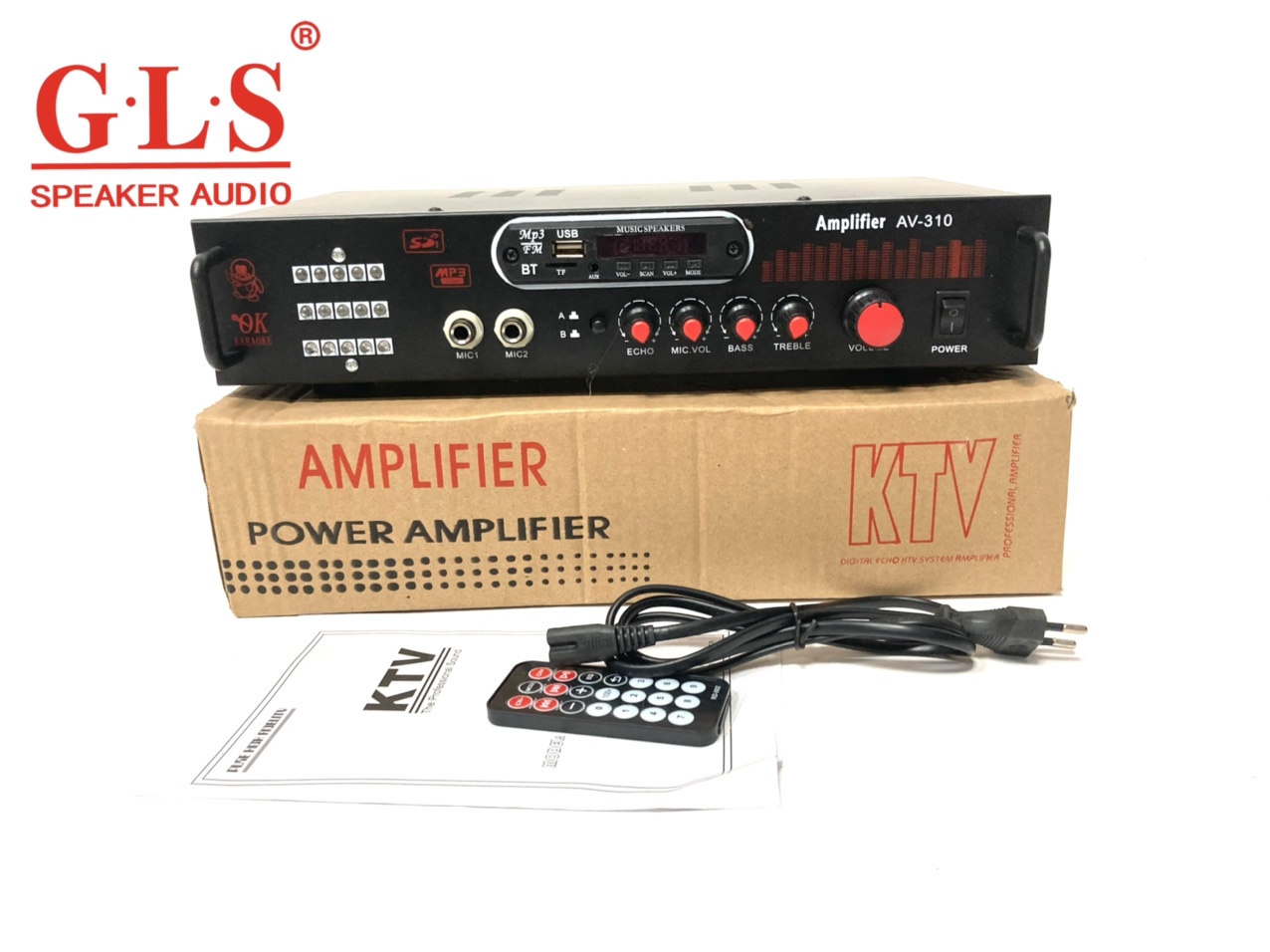 AV-310 HIFI家用KTV功放专业卡包AC/DC车载带麦克风插口无源音响音频放大器