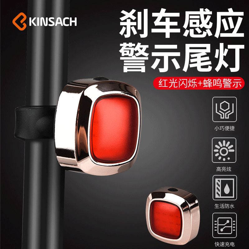 自行车智能感应刹车灯USB充电山地车单车夜间骑行闪烁警示尾灯