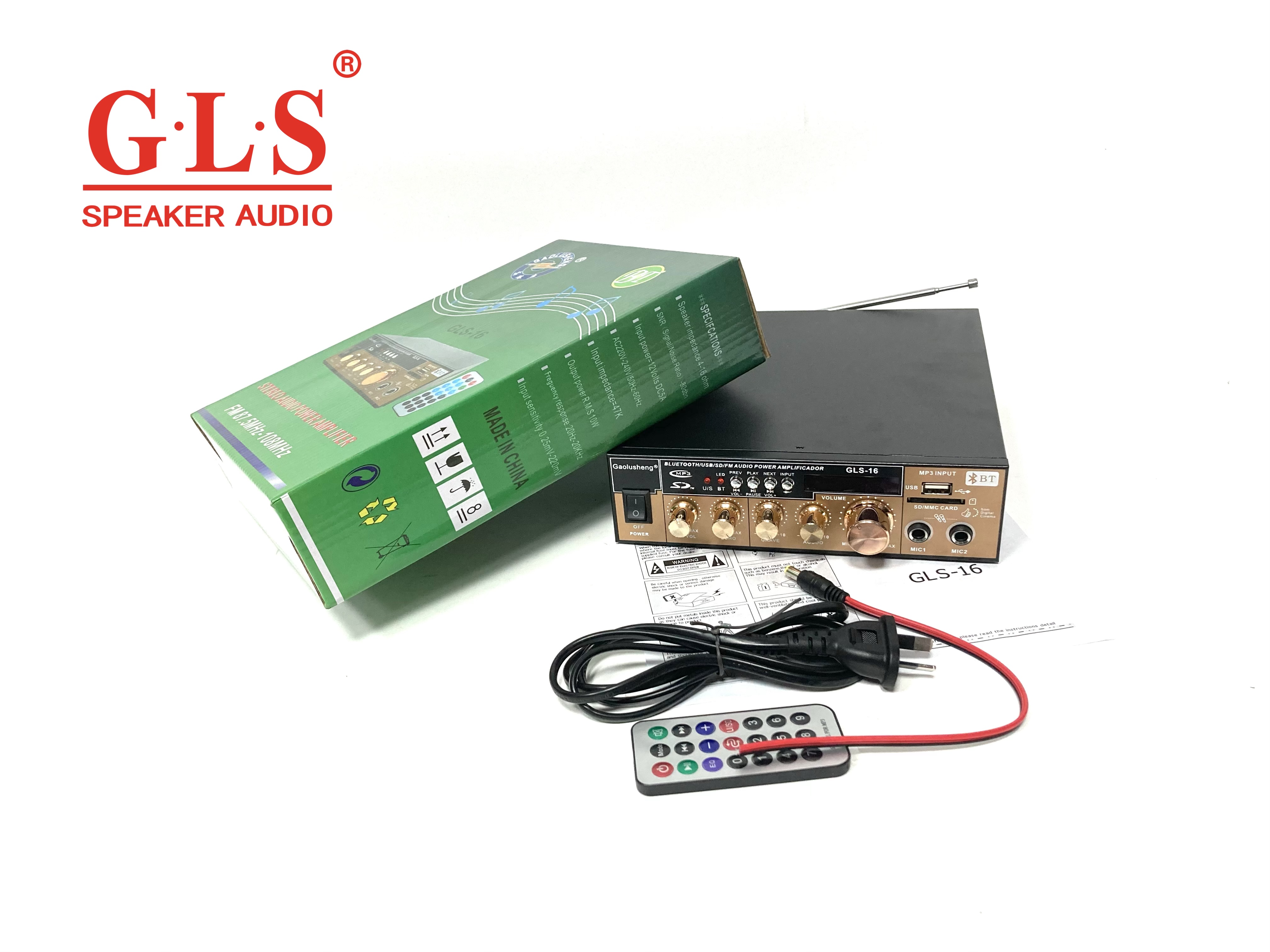 GLS-16 HIFI家用KTV功放专业卡包AC/DC车载带麦克风插口无源音响音频放大器详情图9