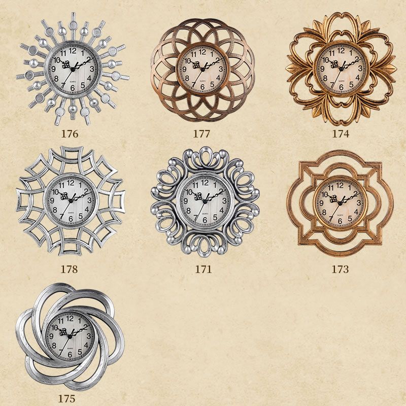 25cm 新款复古挂钟 塑料装饰壁钟 欧式创意树脂石英钟 跨境亚马逊热卖详情图8