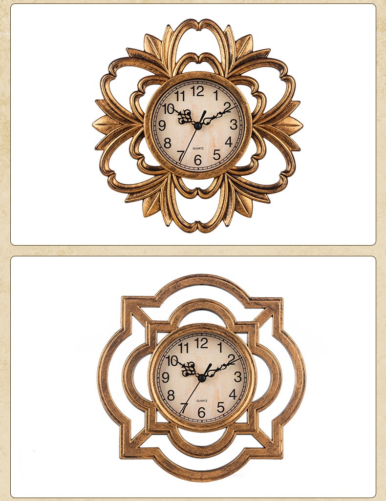 25cm 新款复古挂钟 塑料装饰壁钟 欧式创意树脂石英钟 跨境亚马逊热卖详情图13