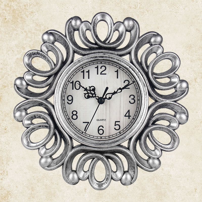 25cm 新款复古挂钟 塑料装饰壁钟 欧式创意树脂石英钟 跨境亚马逊热卖详情图6