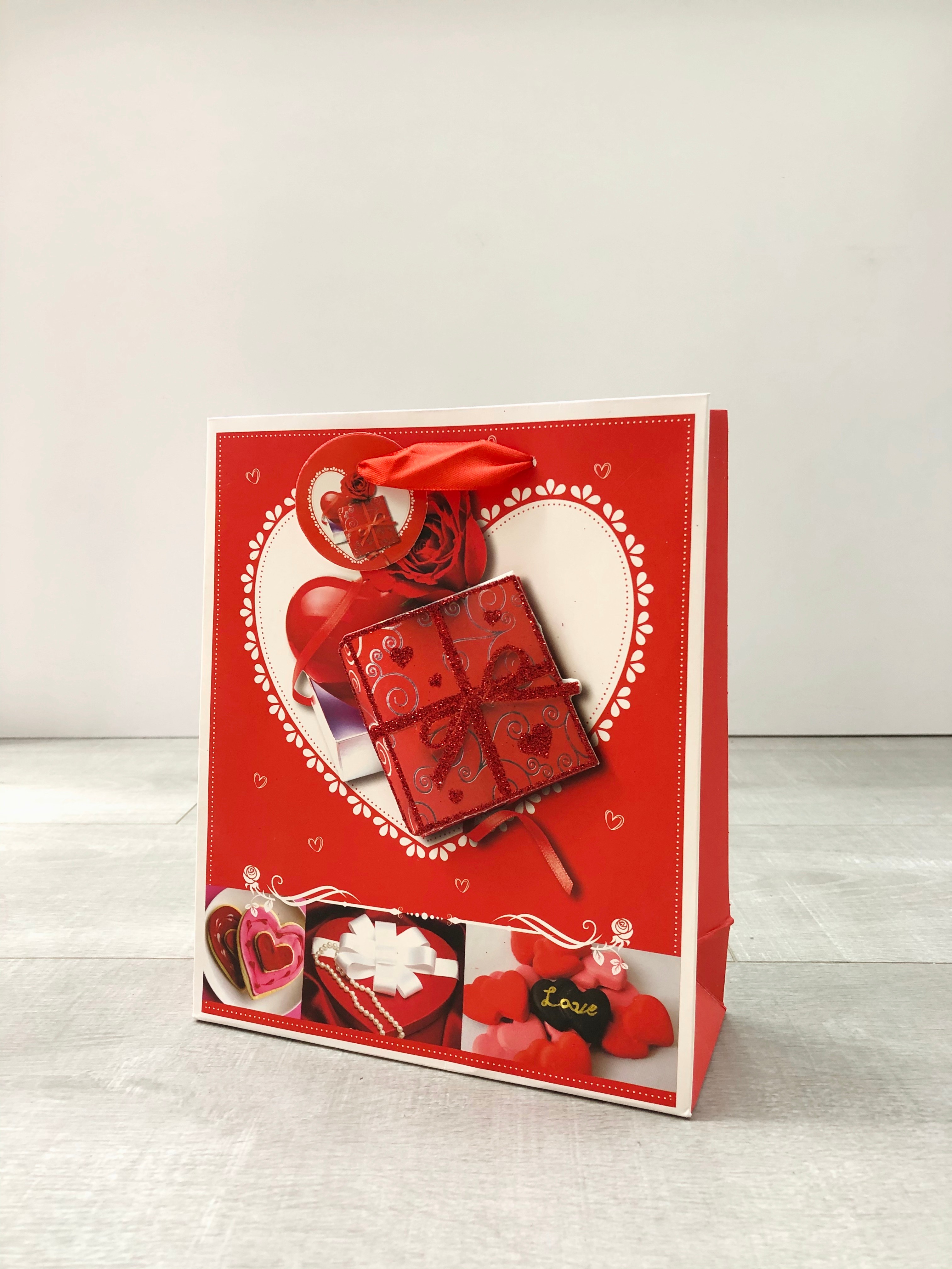 情人节礼品袋爱心贴片手提袋精美礼物包装袋购物纸袋详情3