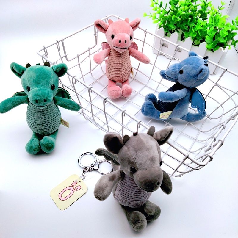 New creative cartoon plush key chain plush with wings pendant car decoration animal doll key ring wholesale