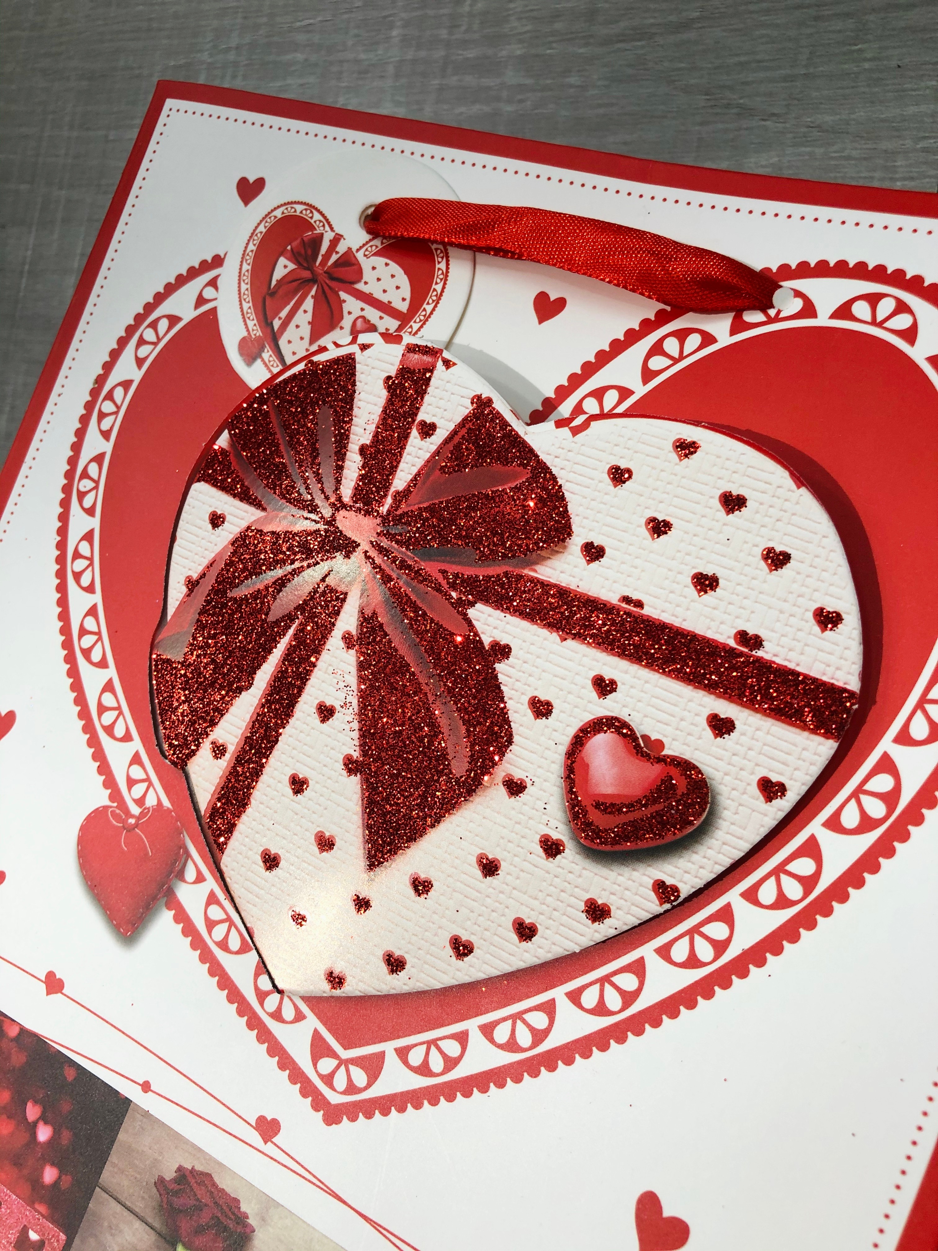 情人节礼品袋爱心贴片手提袋精美礼物包装袋购物纸袋详情5