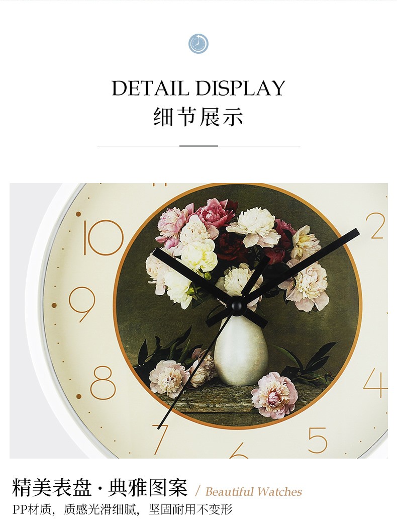 Factory direct sales of 12-inch European-style wall clocks, simple wall watches for living rooms and bedrooms, modern and creative quartz clocks, cross-border hot sales detail image 13