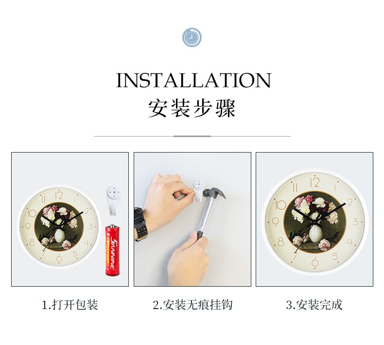 Factory direct sales of 12-inch European-style wall clocks, simple wall watches for living rooms and bedrooms, modern and creative quartz clocks, cross-border hot sales detail image 15