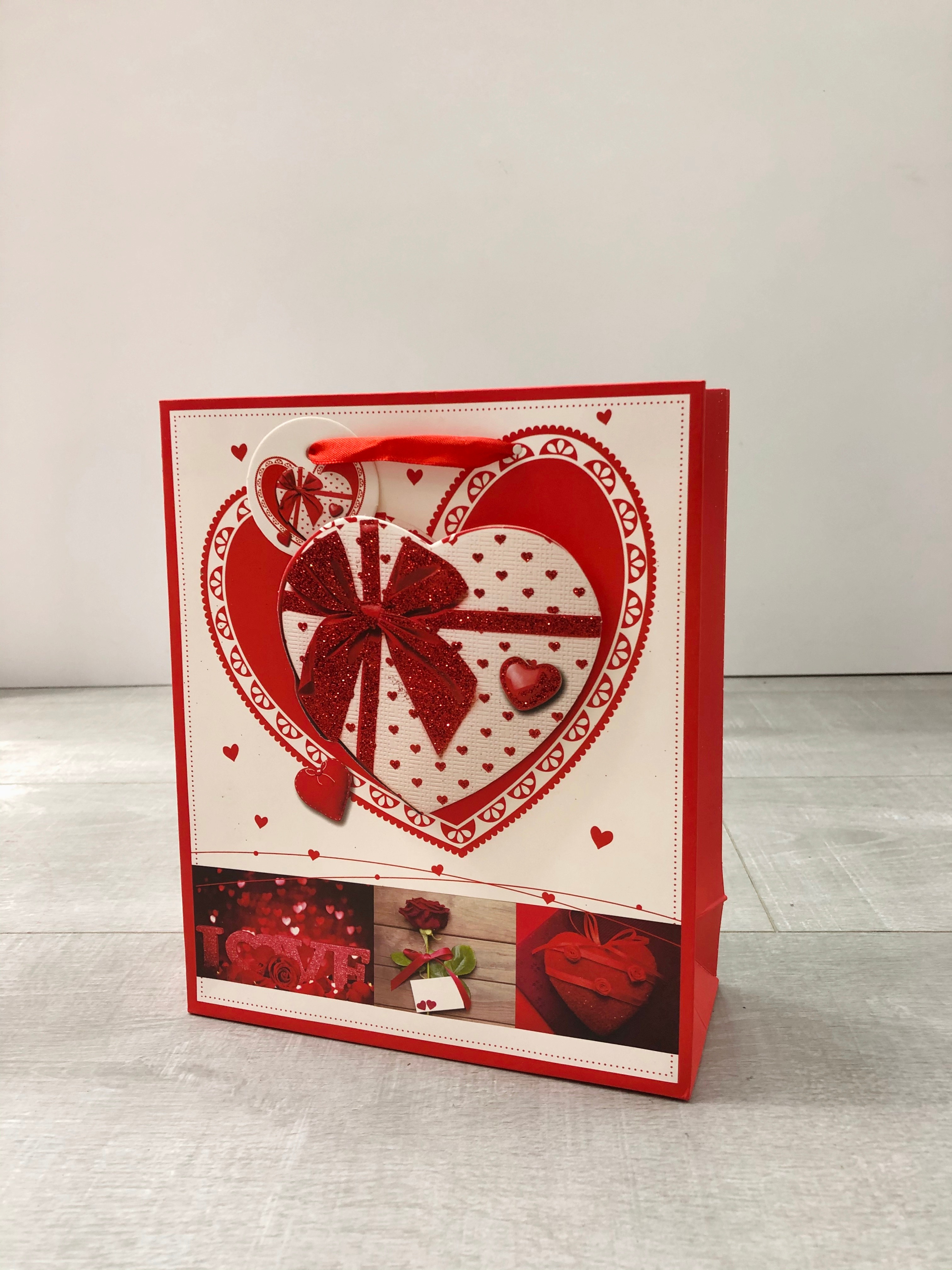 情人节礼品袋爱心贴片手提袋精美礼物包装袋购物纸袋详情1