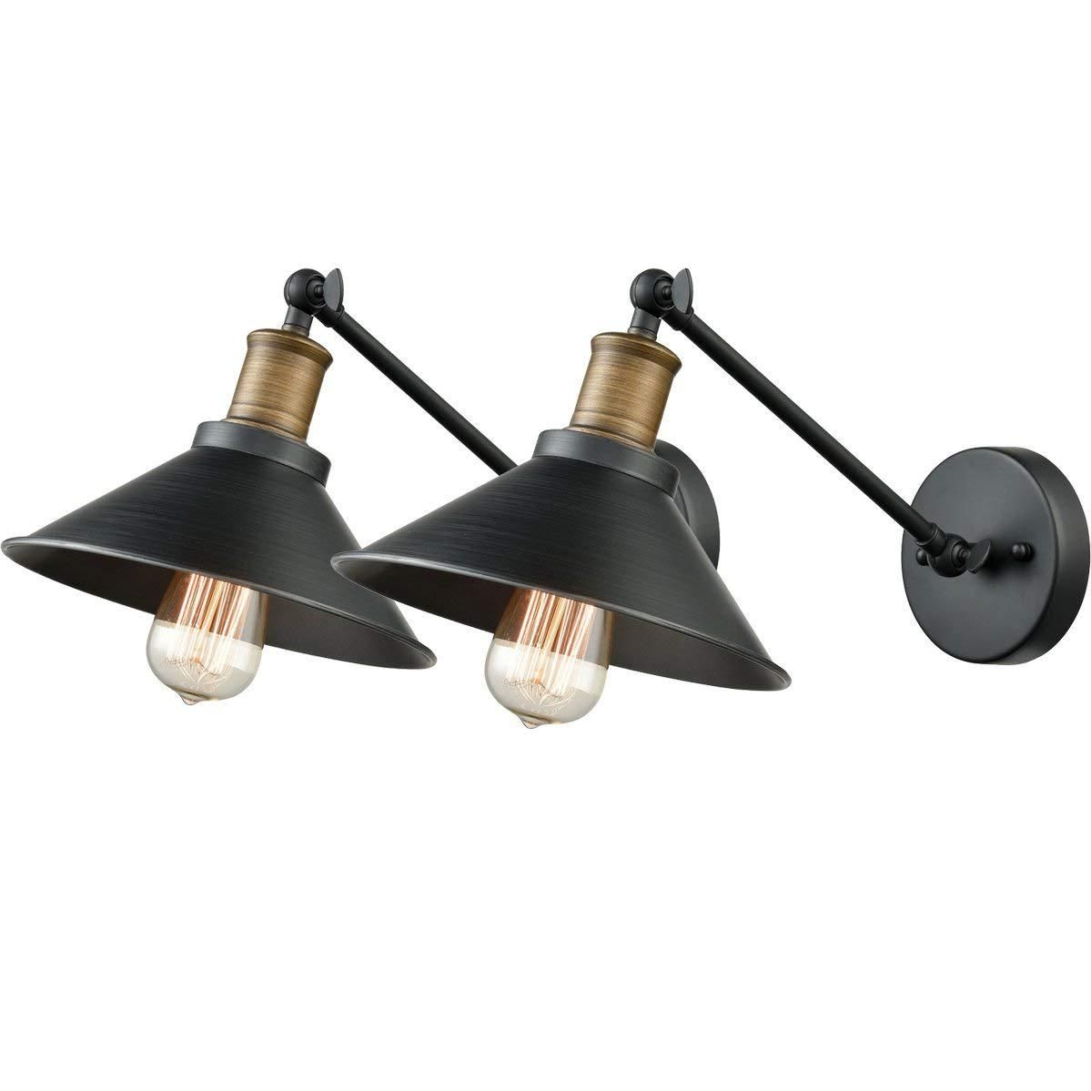 American retro industrial style dining room hallway stair bar balcony porch wall lamp mirror headlight