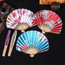 贝壳扇子 稠布竹艺新款夏季女扇龙骨刀面折扇 中国风古典日式折叠扇子