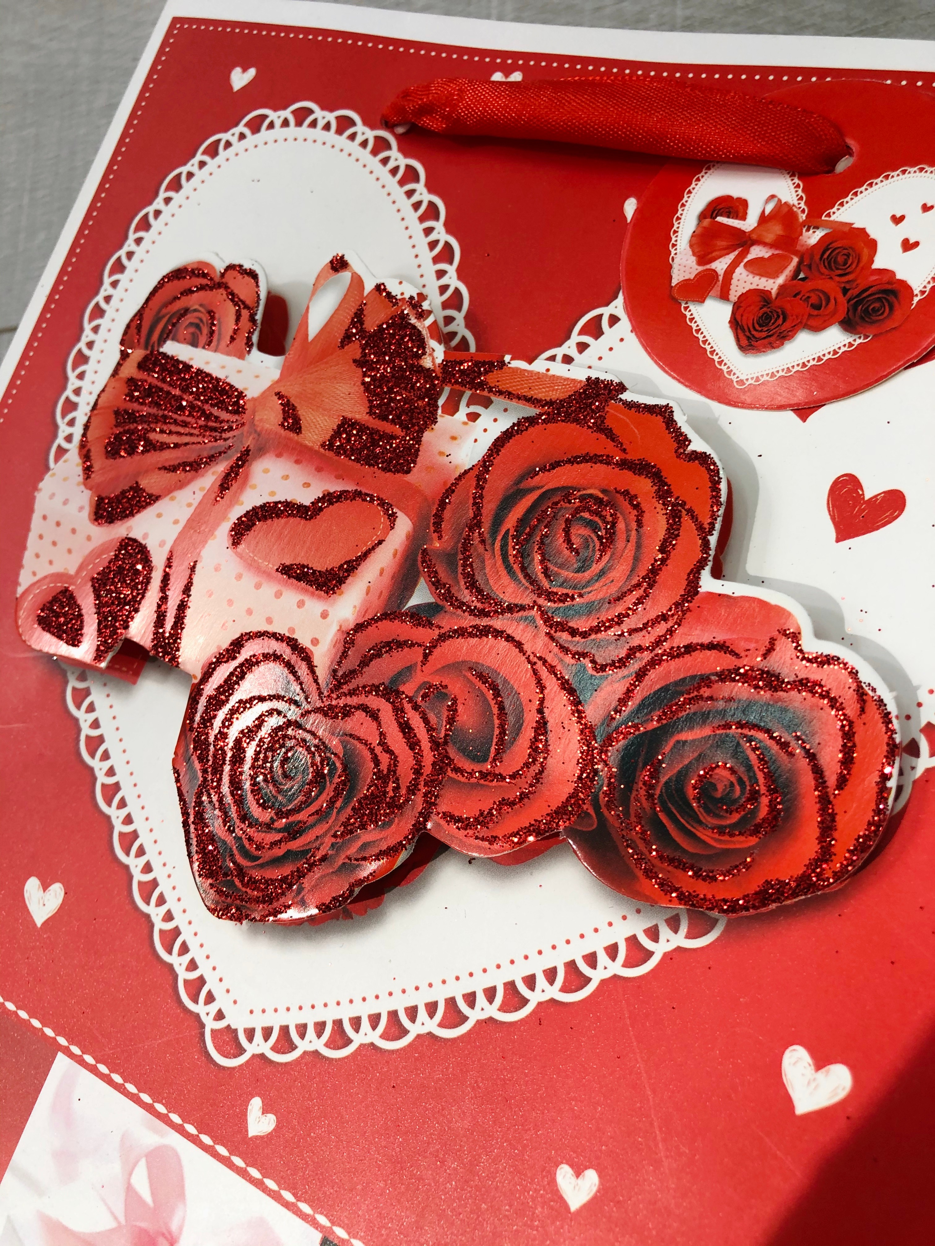 情人节礼品袋爱心贴片手提袋精美礼物包装袋购物纸袋详情8