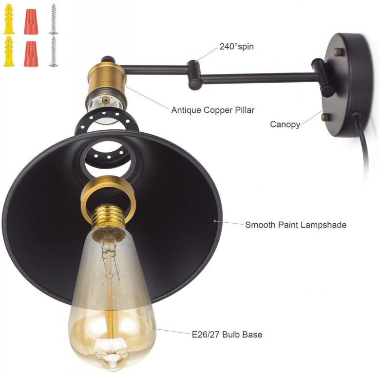 Amazon's best-selling wall lamps, American-style folding and rotating bedside lamps for bedrooms, dining rooms, living rooms and studies, and mirror front lamps detail image 6