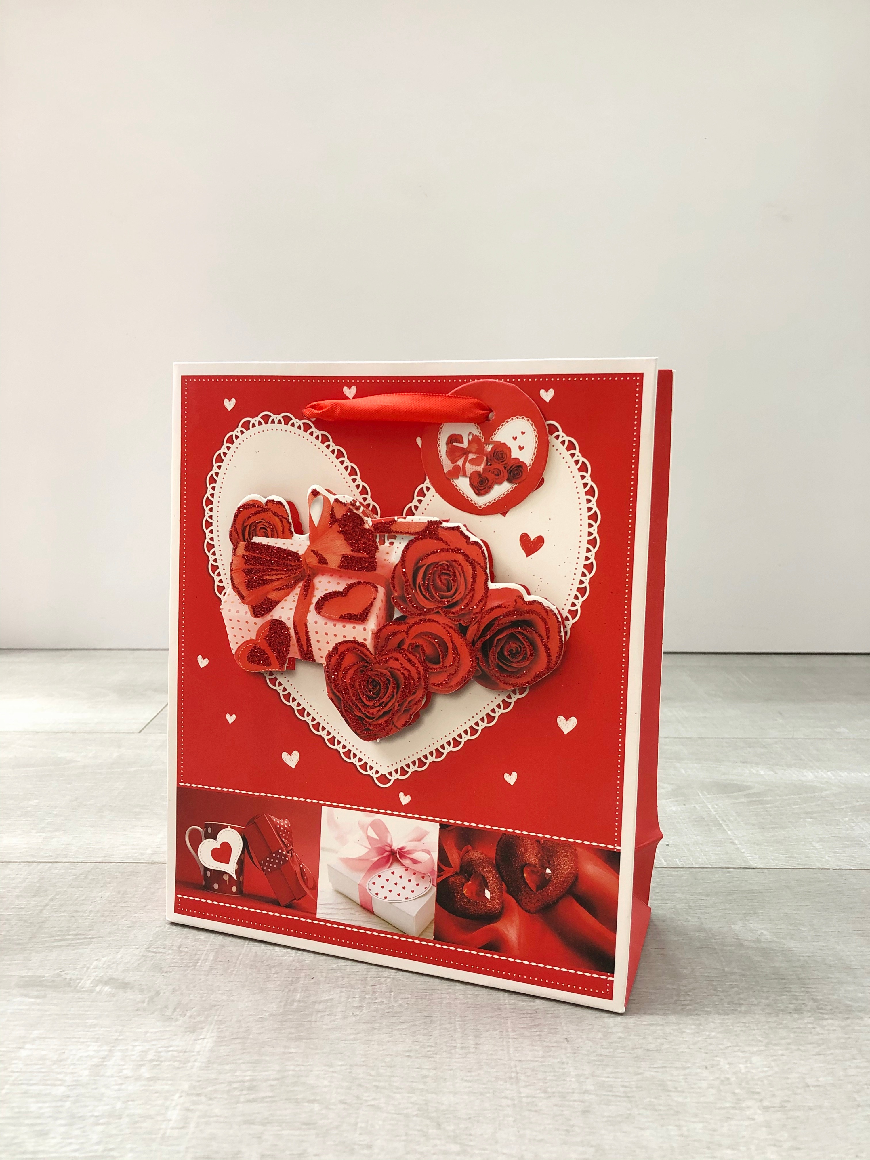 情人节礼品袋爱心贴片手提袋精美礼物包装袋购物纸袋详情4