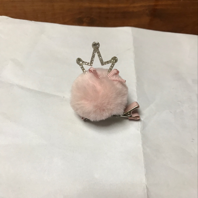 毛球粉色皇冠发夹