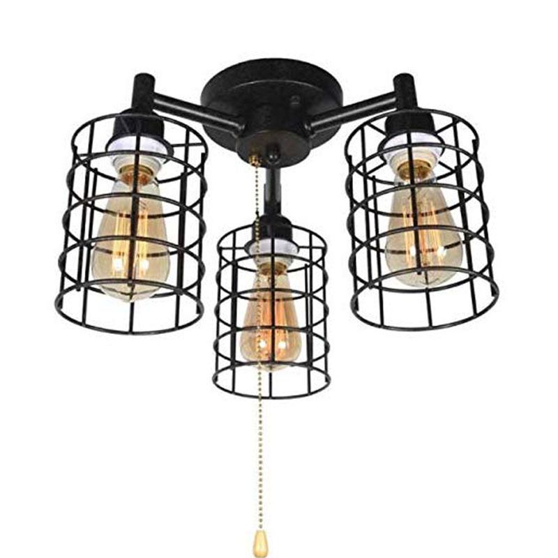 Cross border trade iron ceiling lighting American retro industrial style creative living room bedroom ceiling lighting decoration