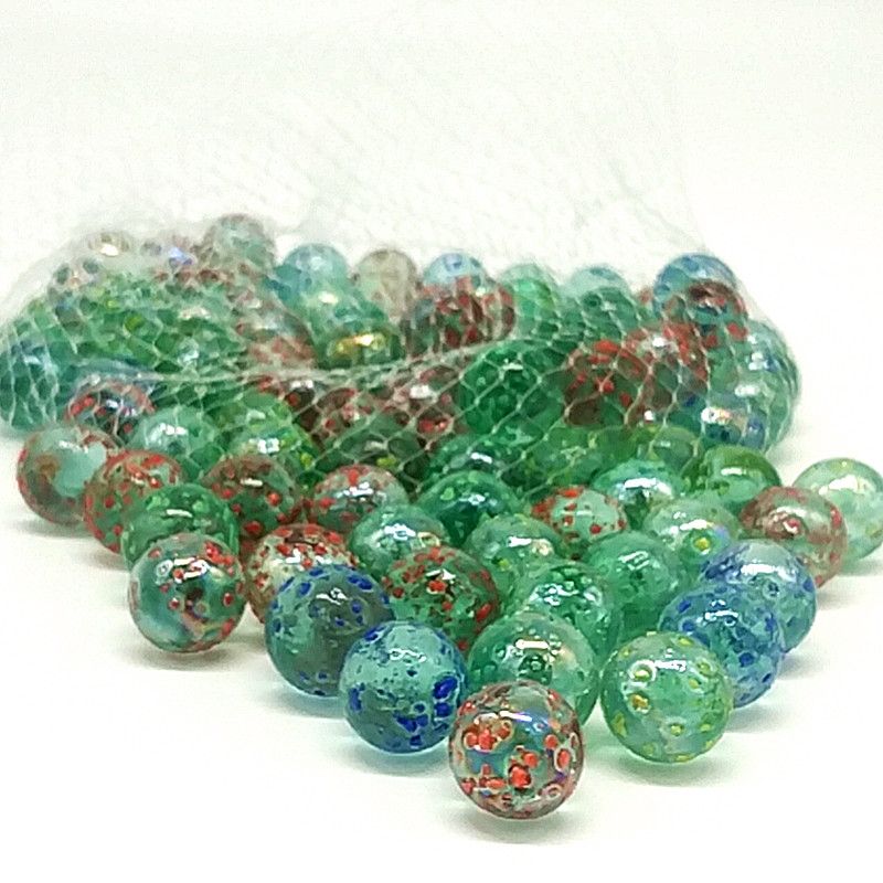 网袋装100粒芝麻闪光玻璃弹珠16毫米红黄蓝绿儿童玩具详情图5