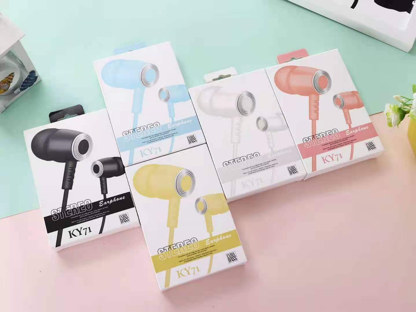 KY-71 Sogo Headphones, in-ear headphones, earbuds with microphone (Color randomly dispatched) details Picture