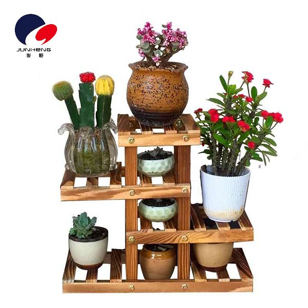 Flower stand Nordic indoor pot stand potted plants free drilling flower stand decoration living room wooden frame hollow-out flower stand A242