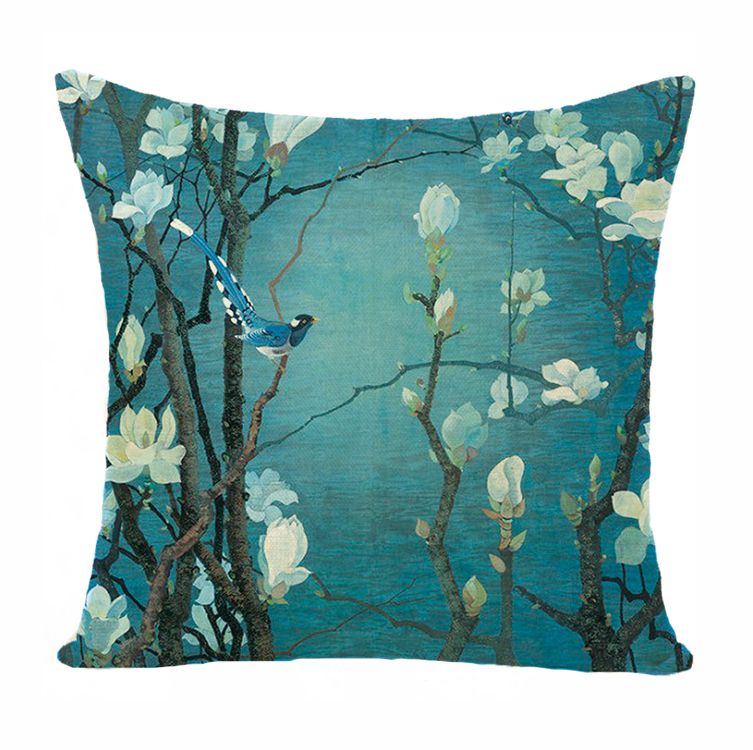 Chinese flower digital print pillowcase sofa office chair backrest bedroom headrest car cushion