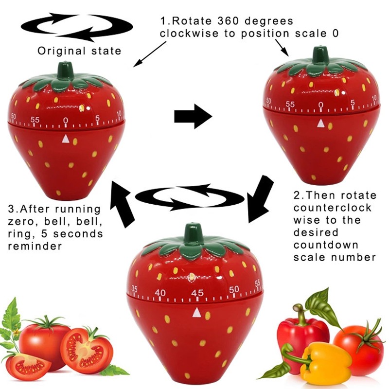 草莓时间管理器机械倒计时器厨房定时器计时器提醒器学生学习礼品详情图2