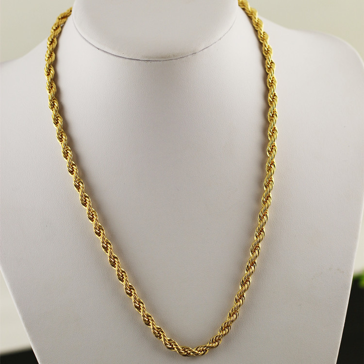 Copper gold-plated 24K vacuum electroplated twist necklace, Vietnamese sand gold necklace details Picture