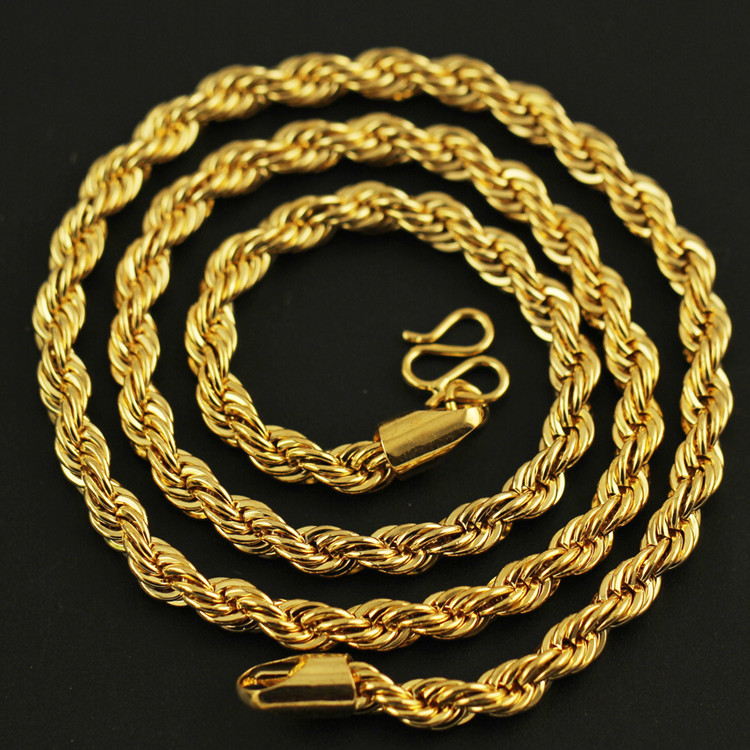 Copper gold-plated 24K vacuum electroplated twist necklace, Vietnamese sand gold necklace Application Scenario