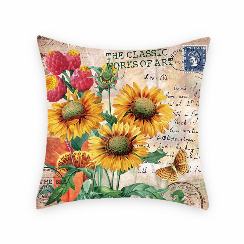 Sunflower digital print pillowcase sofa office decoration cushion car backrest model room pillow thumbnail
