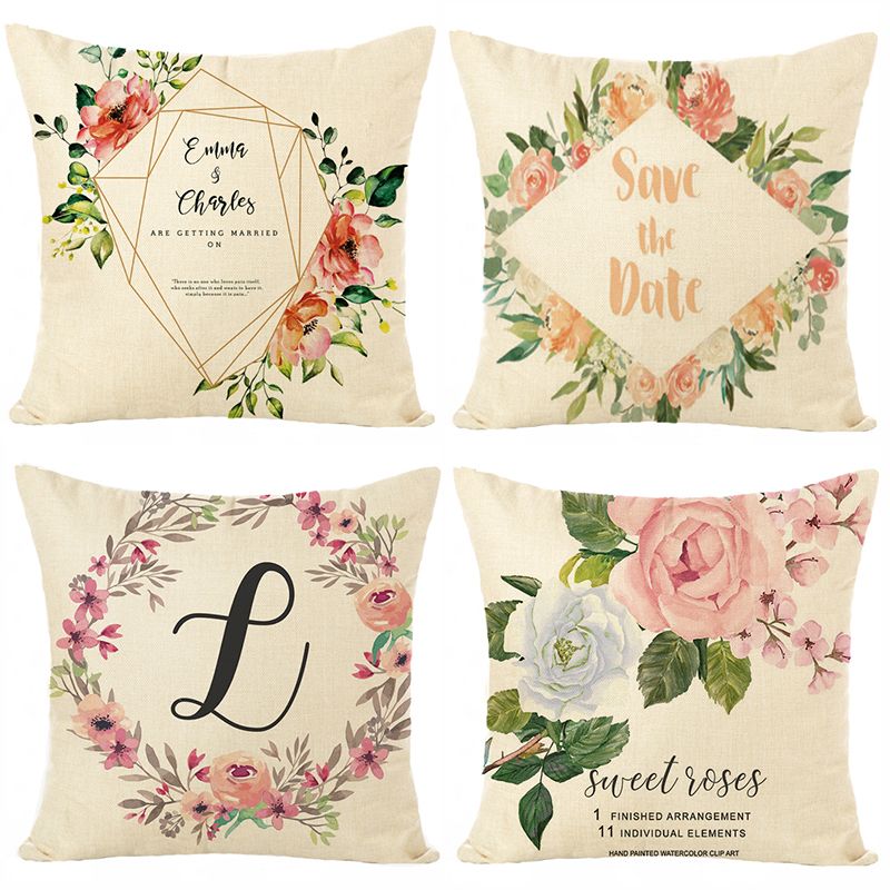Modern and simple style linen printing pillowcase sofa living room cushion bedroom bay window cushion model room backrest
