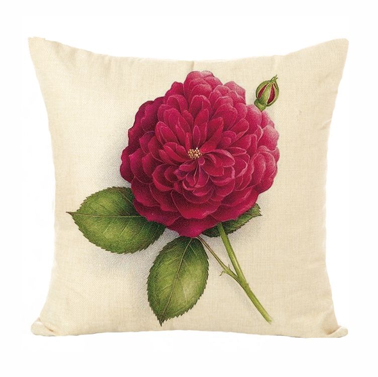 植物花卉数码印花抱枕套 沙发客厅靠枕 办公室椅子靠背 汽车靠垫产品图