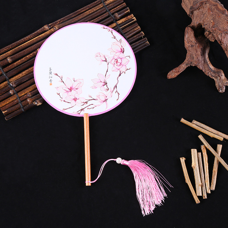 团扇子宫廷扇21cm古风圆形流苏汉服舞蹈古典扇详情图3