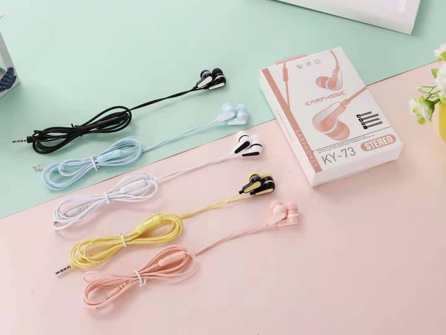 KY-73 Sogo Headphones, in-ear headphones, earbuds with microphone (Color randomly dispatched) detail image 5