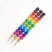创意日韩糖葫芦笔 12节笑脸铅笔  卡通彩虹儿童写字笔