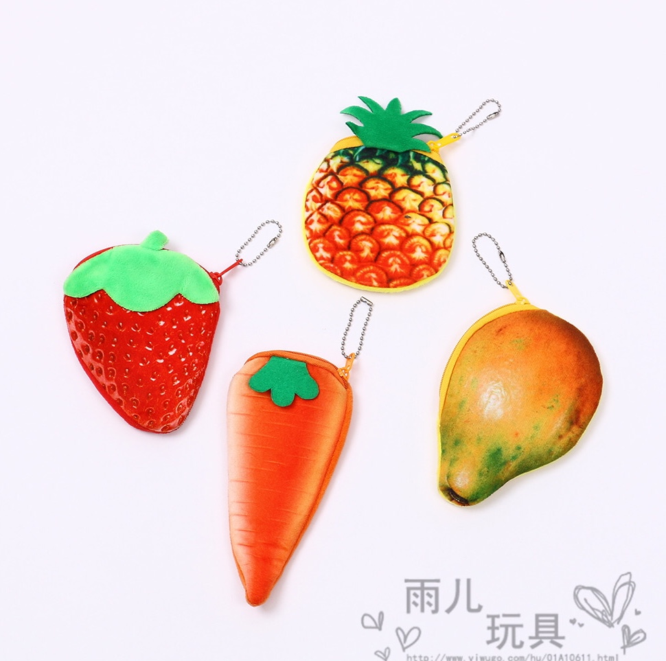 毛绒玩具零钱包印刷钱包10cm零钱包印刷仿真水果钱包