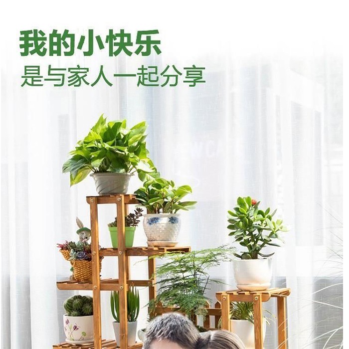 摆放置物架实木储物客厅花架落地花盆架花架室内置物架A664 E2款中号花架详情图9
