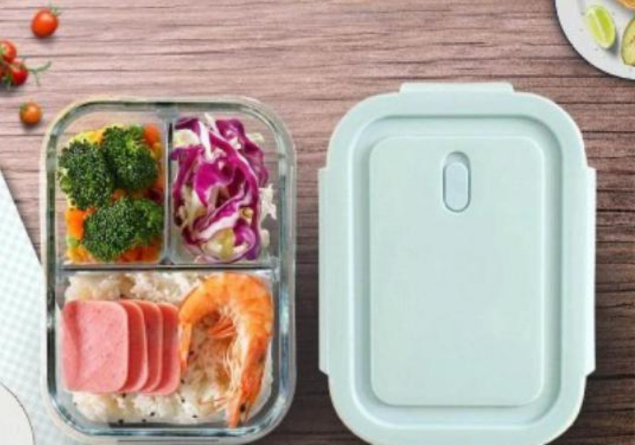 Heat-resistant glass lunch box can be heated in a microwave oven. It is specially designed for office workers to keep fruits fresh with a lid and sealed. The lunch bowl is large, 960-3 partitions detail image 2