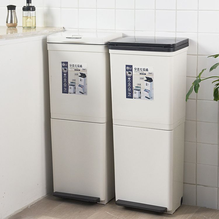垃圾分类垃圾桶智能感应家用大号日式双层脚踏带盖厨房干湿分离筒产品图