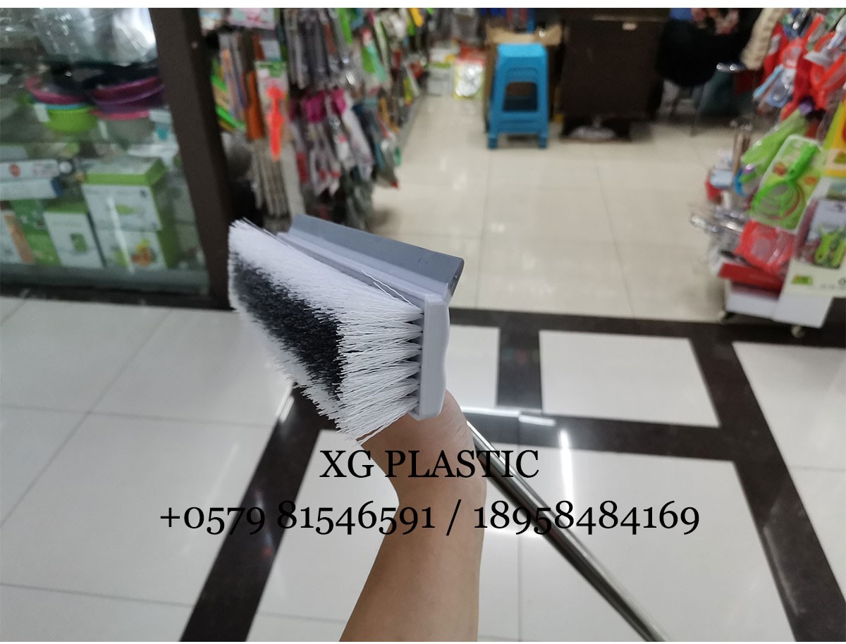 地刷塑料家用厕所清洁刷不锈钢长柄新款耐用地板刷灰色瓷砖地板刷详情图3